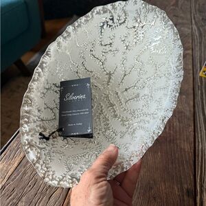Silverina Coral Design Oval Glass Bowl